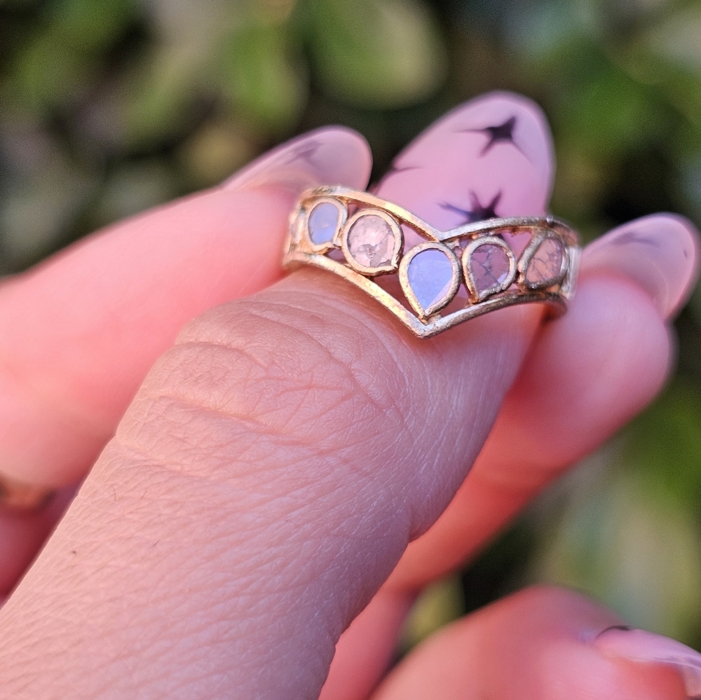 Gold tone Polki Diamond Ring